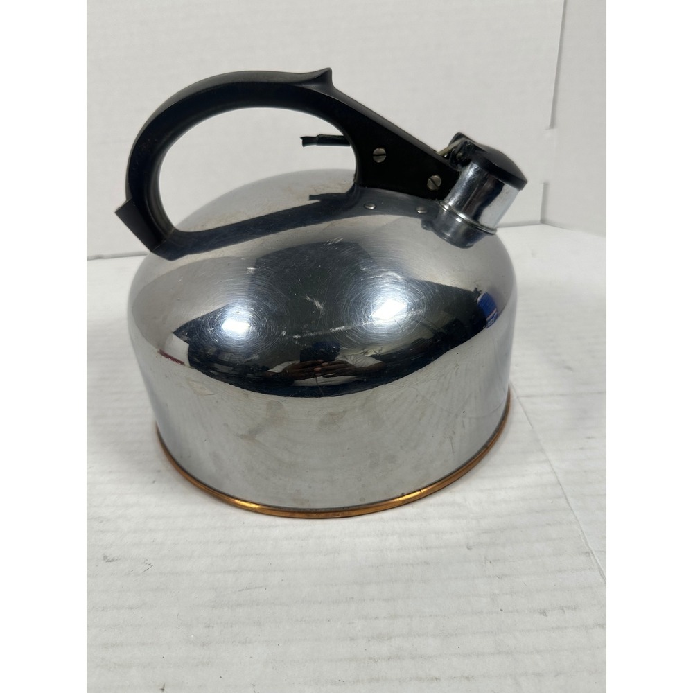 Vintage‎ Revere Ware 1801 Copper Bottom Stainless Steel Whistling Tea Kettle USA - Picture 6 of 8